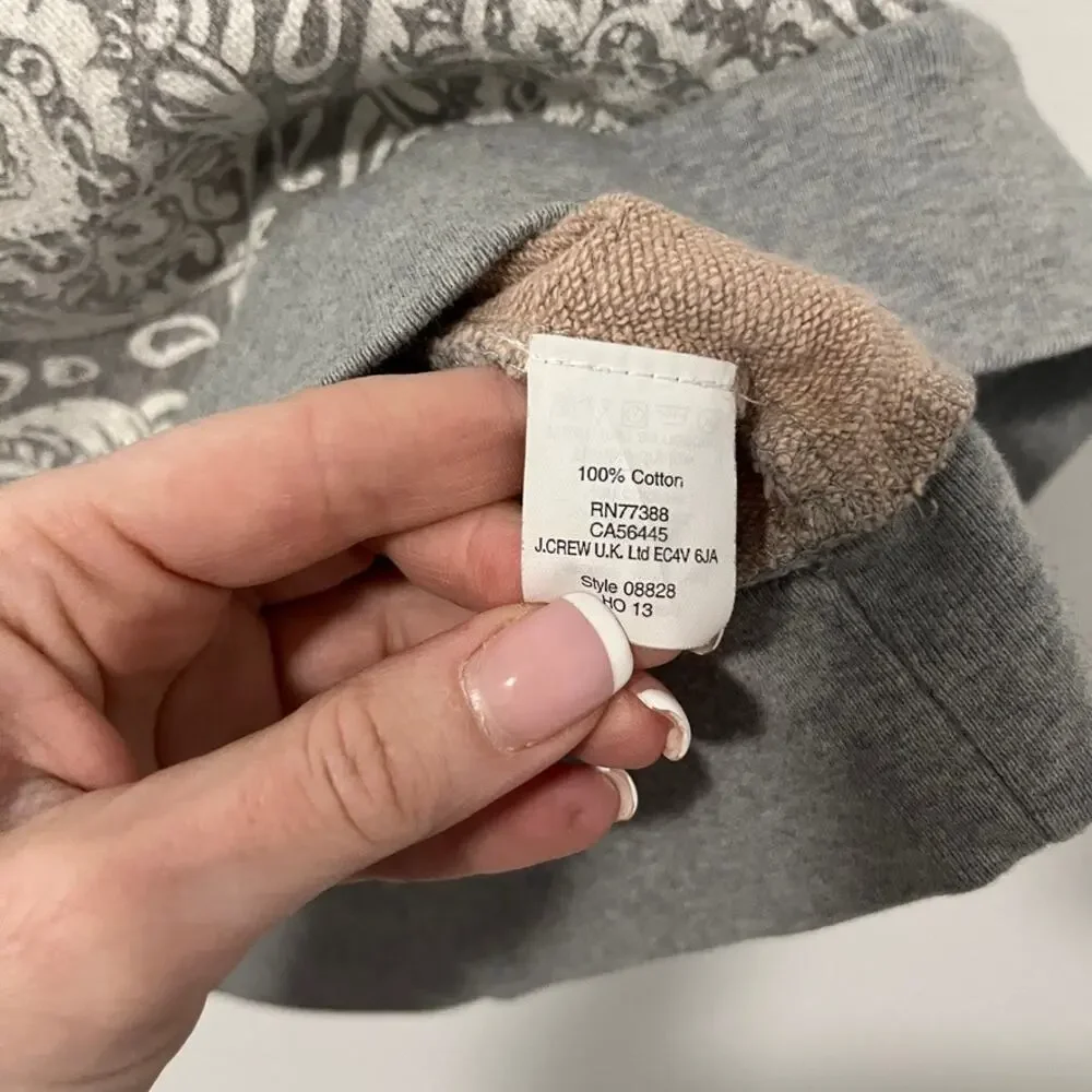J. Crew Gray & White Print Sweater Size Large